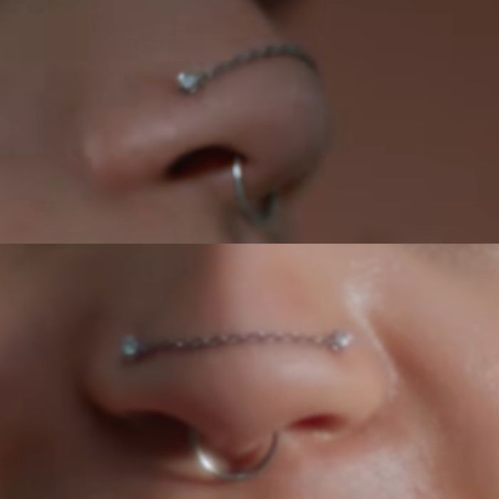 Unisex podwójny nostril 20 G piercing 7 mm stał nierdzewna