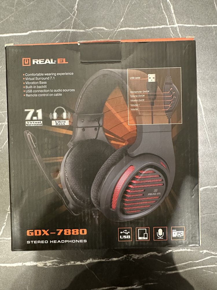 Игровые наушники REAL-EL GDX-7880 7.1 Поштучно/ОПТ СМОТРИТЕ ОПИСАНИЕ