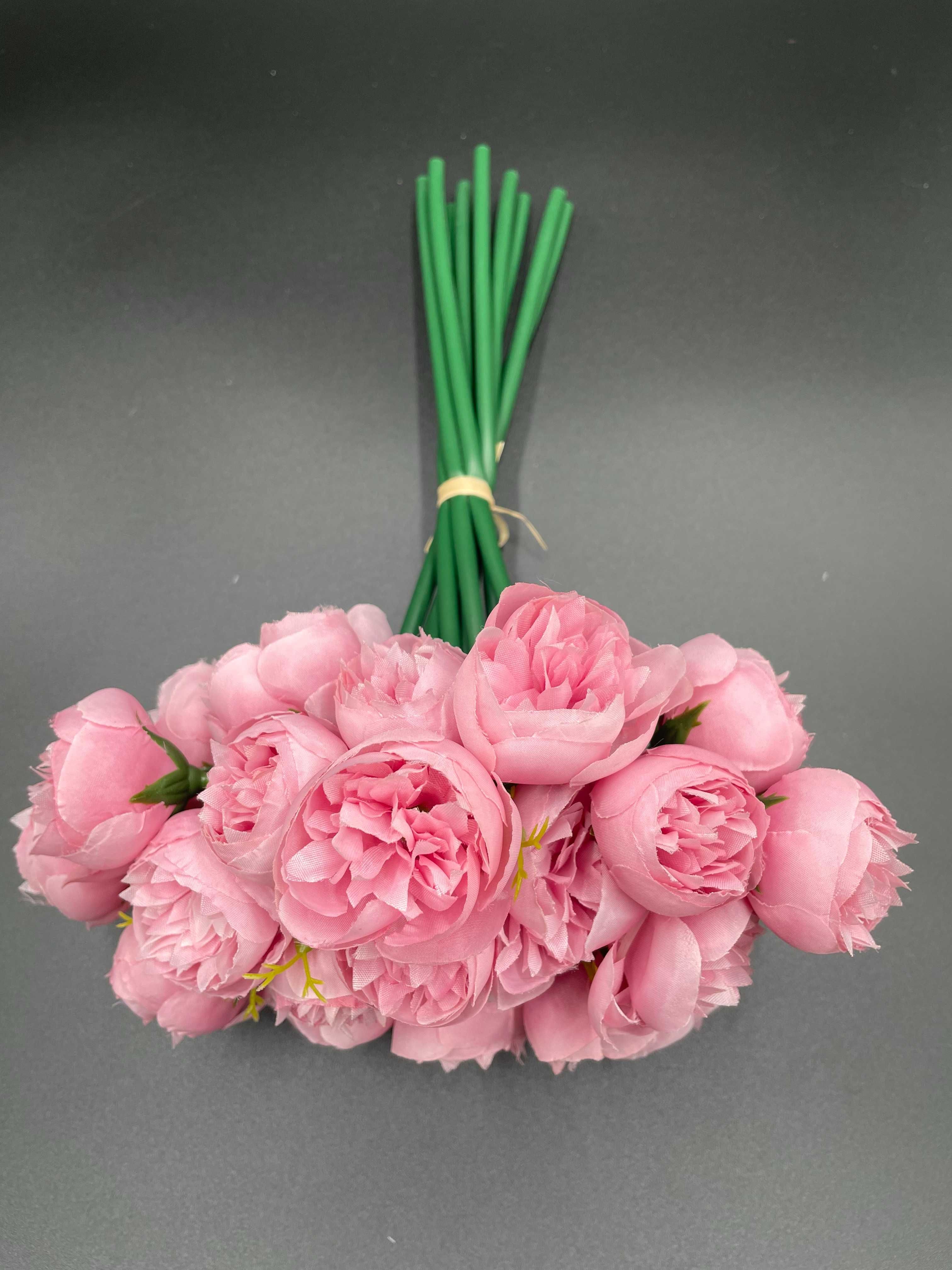 Mini Piwonia Bukiet Kwiatów Sztucznych 27 Główek w Kolorze Różowym