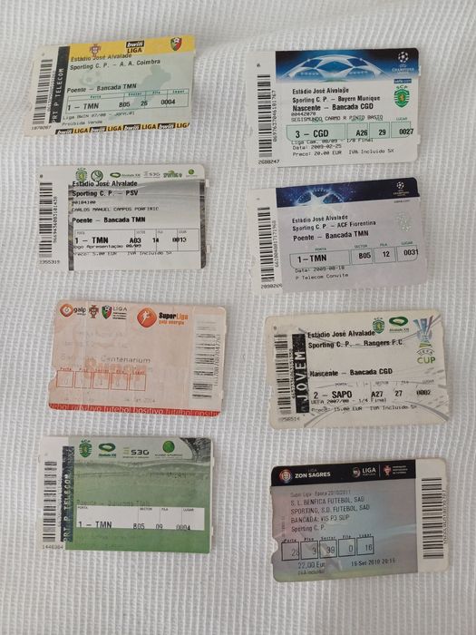 Bilhetes antigos de jogo Sporting