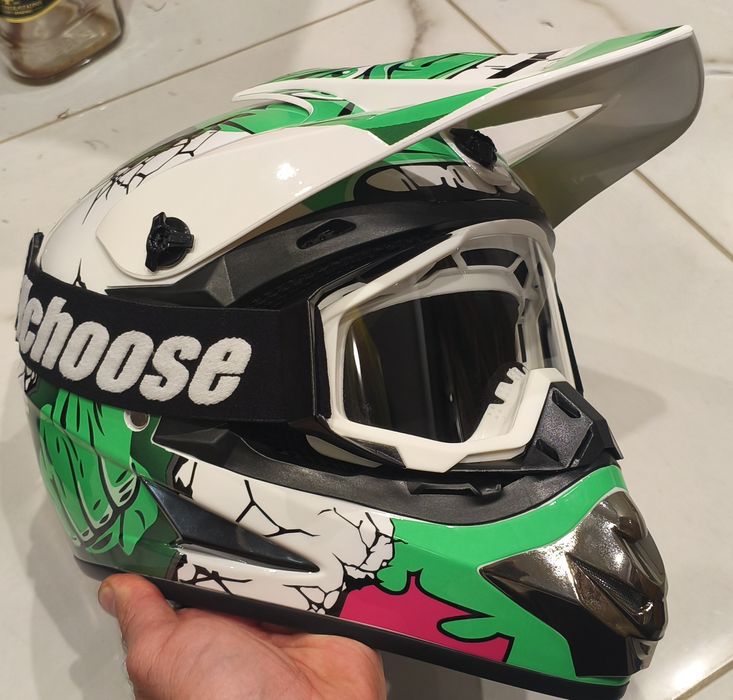 NOWY Kask cross okulary gogle na rower hulajnogę Uchoose rozmiar M