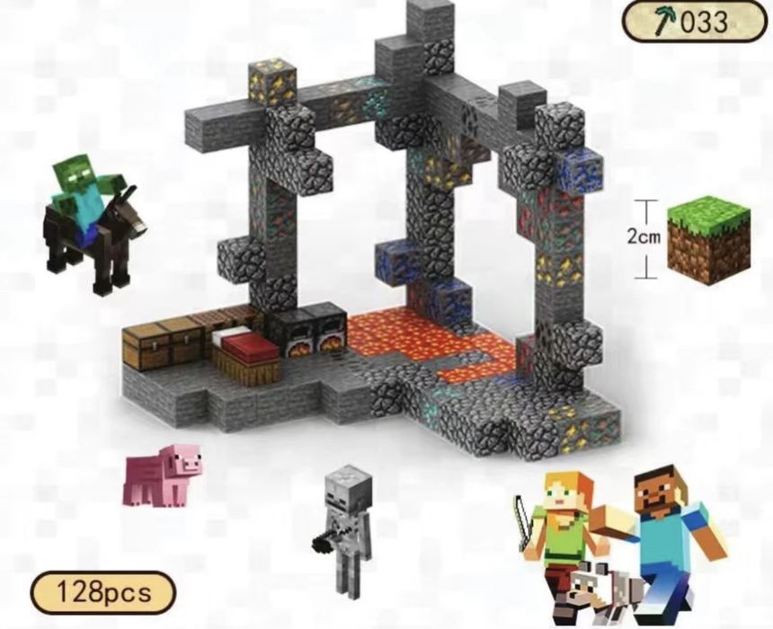 магнітний конструктор 128шт майнкрафт minecraft магнитный кубик дом