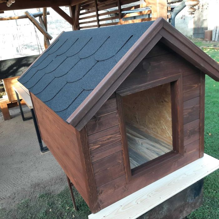 Buda dla Psa Domek Dla psa Ocieplona Drewniana Extra Styro 3cm Orzech