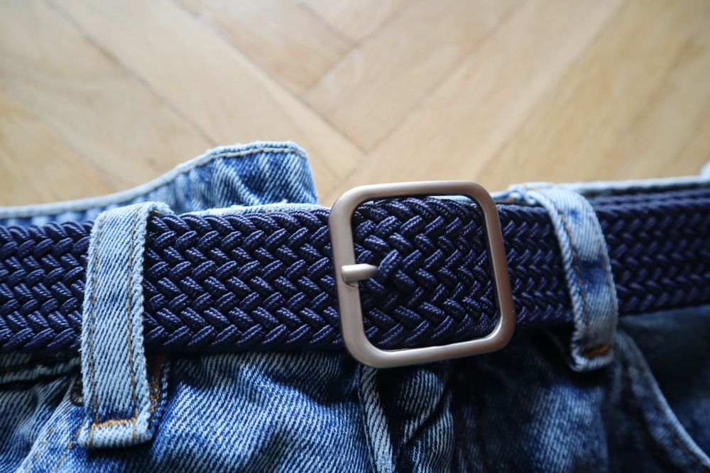 Pasek pleciony granatowy