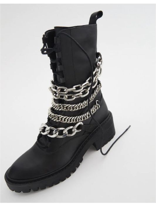 Шкіряні черевики з ланцюгами Zara 24 см