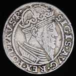 SREBRO ZYGMUNT II AUGUST Trojak gdanski z 1557 roku