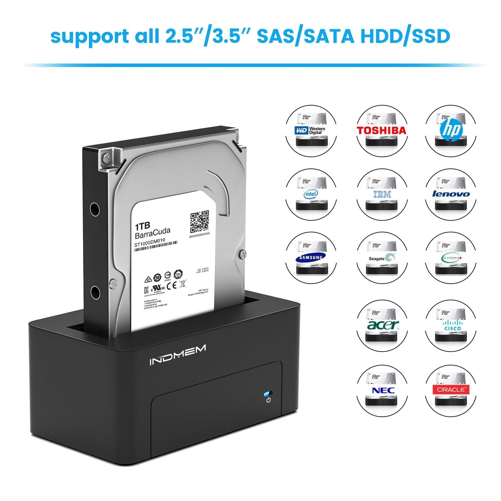Станция для жостких дисков INDMEM SAS - USB 3.0 для 2,5/3,5