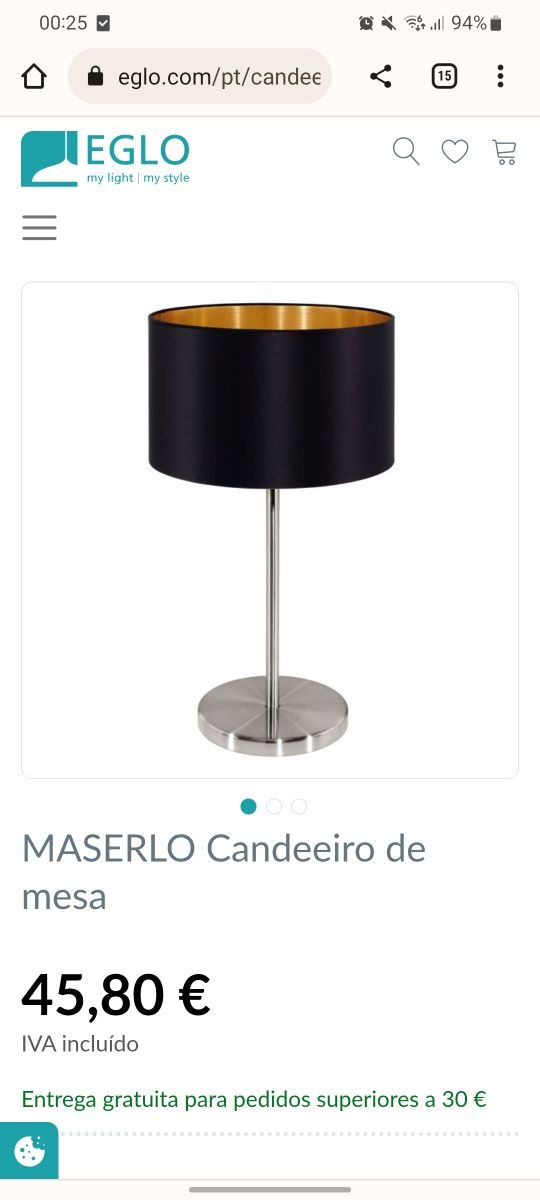 Candeeiro de Mesa EGLO Maserlo