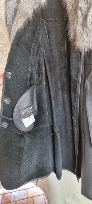 Женская дубленка  зима новая Турция м л с воротник чернобурки под пояс