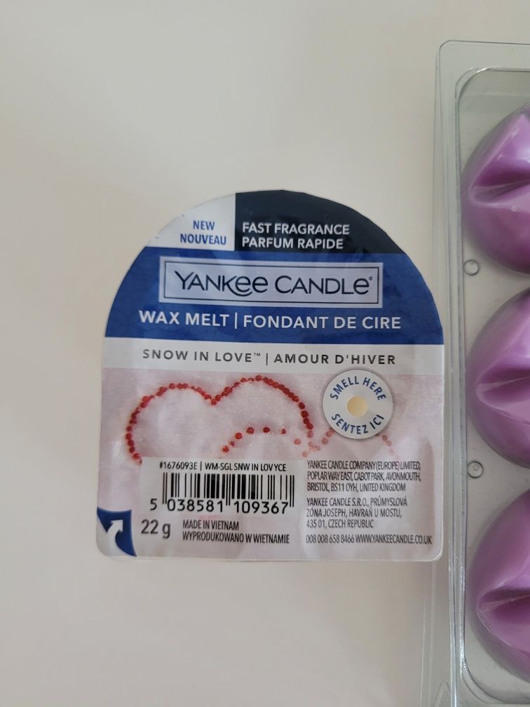 Wosk do kominka 2 szt. Yankee Candle Snow In Love i Bolsius Lawenda
