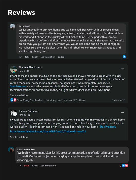 Handyman • Faz-tudo • Pequenas reparações • Mudanças