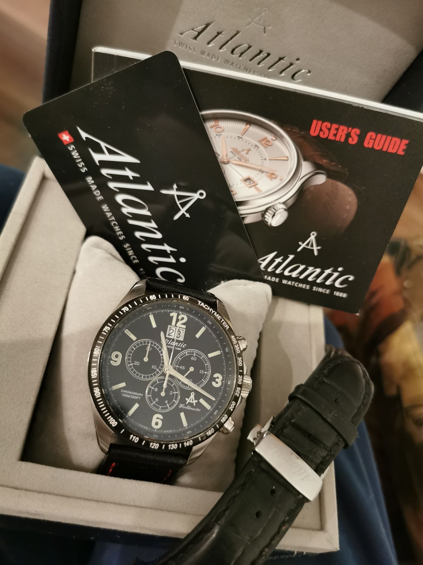 Zegarek męski Swiss Made Atlantic Worldmaster Big Date Chronograph Set