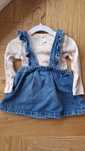 Spódniczka jeansowa na szelkach z bluzką H&M 74