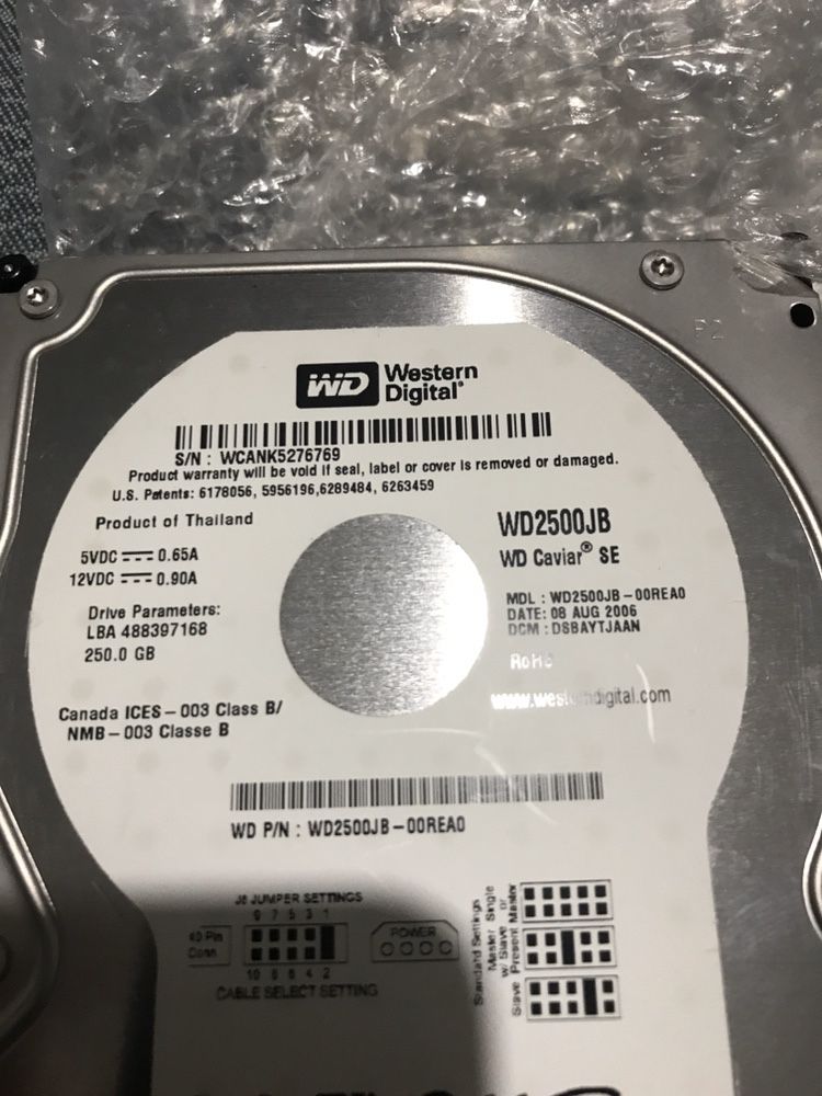 Disco rígido HDD WD caviar Western Digital 250Gb