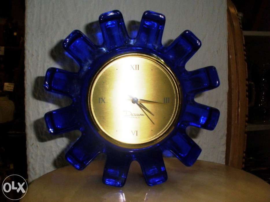 Relógio Cristal Azul Daum France