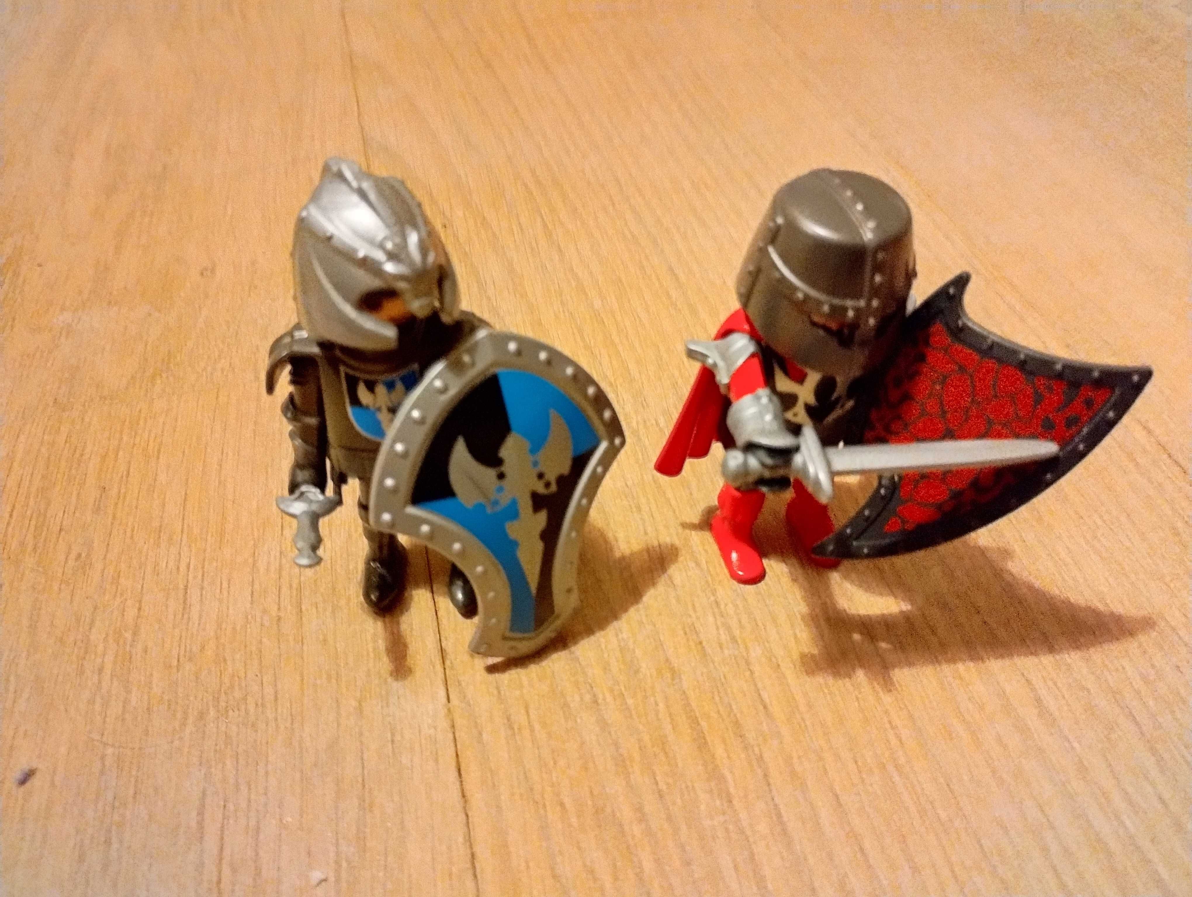 Figurki Playmobil, rycerze i wojowniczka z bronią