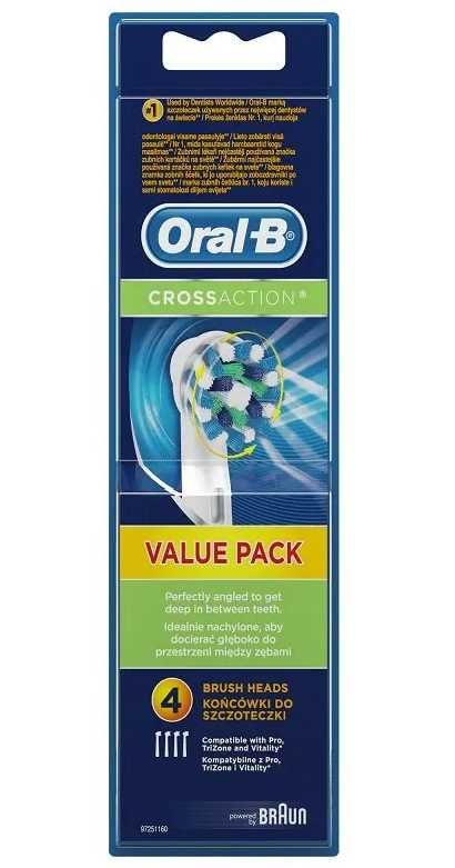 ORAL-B BRAUN Końcówka do szczoteczek Cross Action 4 szt Oryginalne