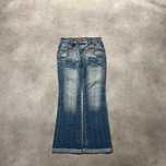 Vintage Spodnie Jeansy Miss Y2K Denim Pants Biodrówki Haft Coquette