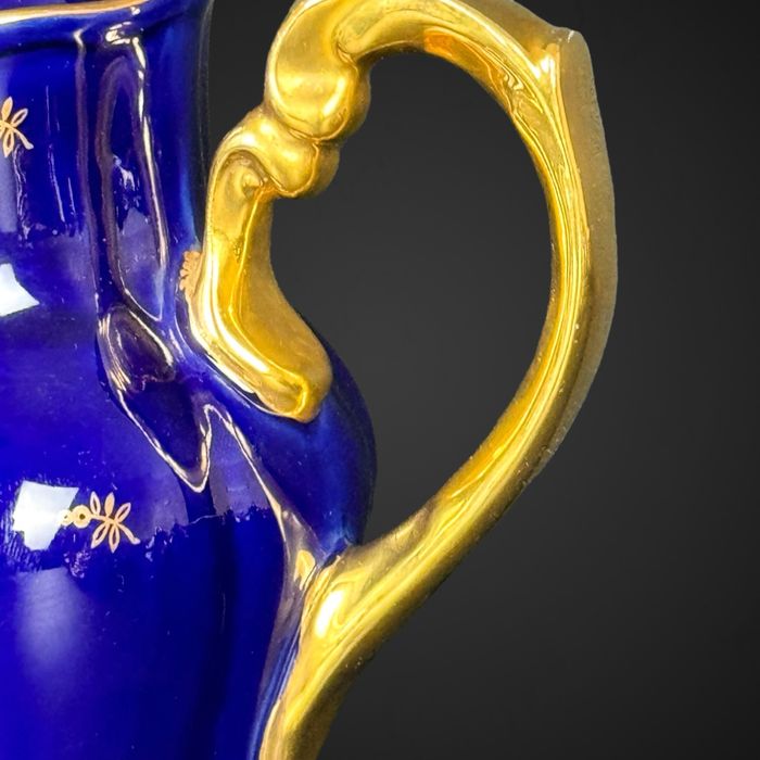 chodzież mokka dzbanek + mlecznik kobaltowy ze złoceniami B41/653