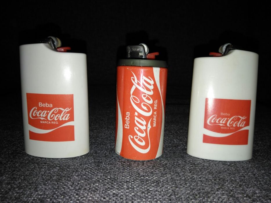 3 Isqueiros oficiais Coca-Cola finais dos anos 80