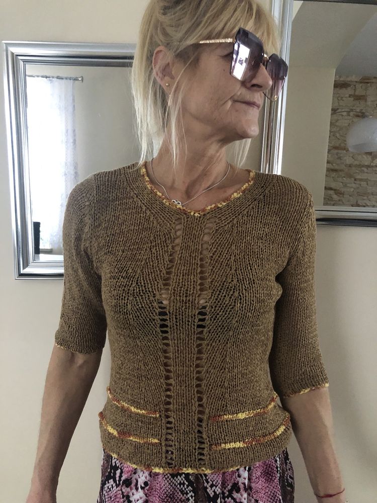Sweter sweterek brązowy dzianinowy S/M