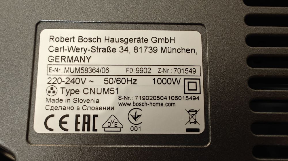 Robot Kuchenny Planetarny Bosch MUM 5