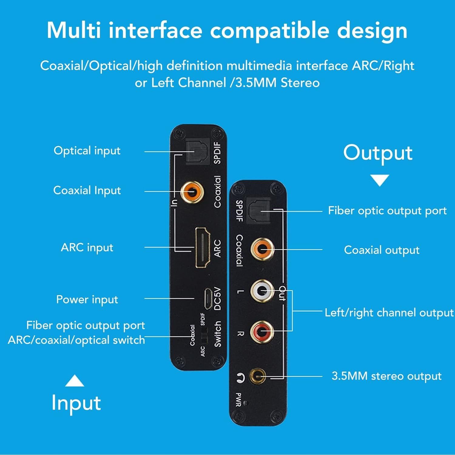 Ekstraktor Audio HDMI ARC, Cyfrowy Analogowy Konwerter Audio 192 KHz O
