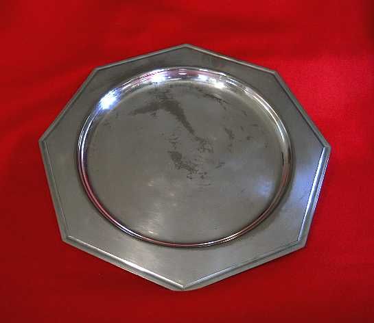 Старинная презентационная тарелка Silver Plated восьмиугольной формы