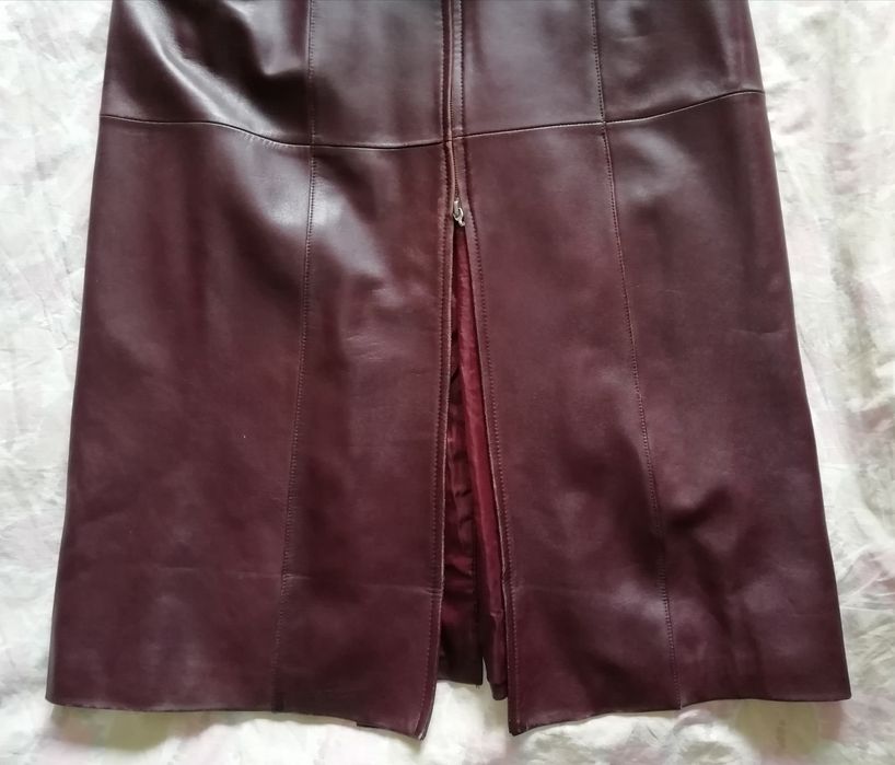 Женский кожаный плащ, бордовый Liye 4XL