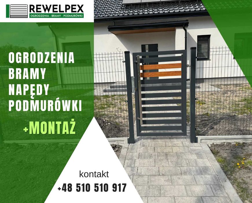 Ogrodzenie panelowe, podmurówka, montaż brama siatka płoty z montażem