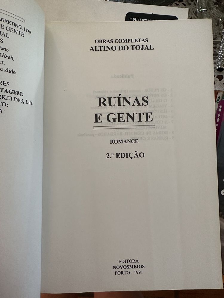 Livro Obras completas Altino Tojal - Ruínas E gente