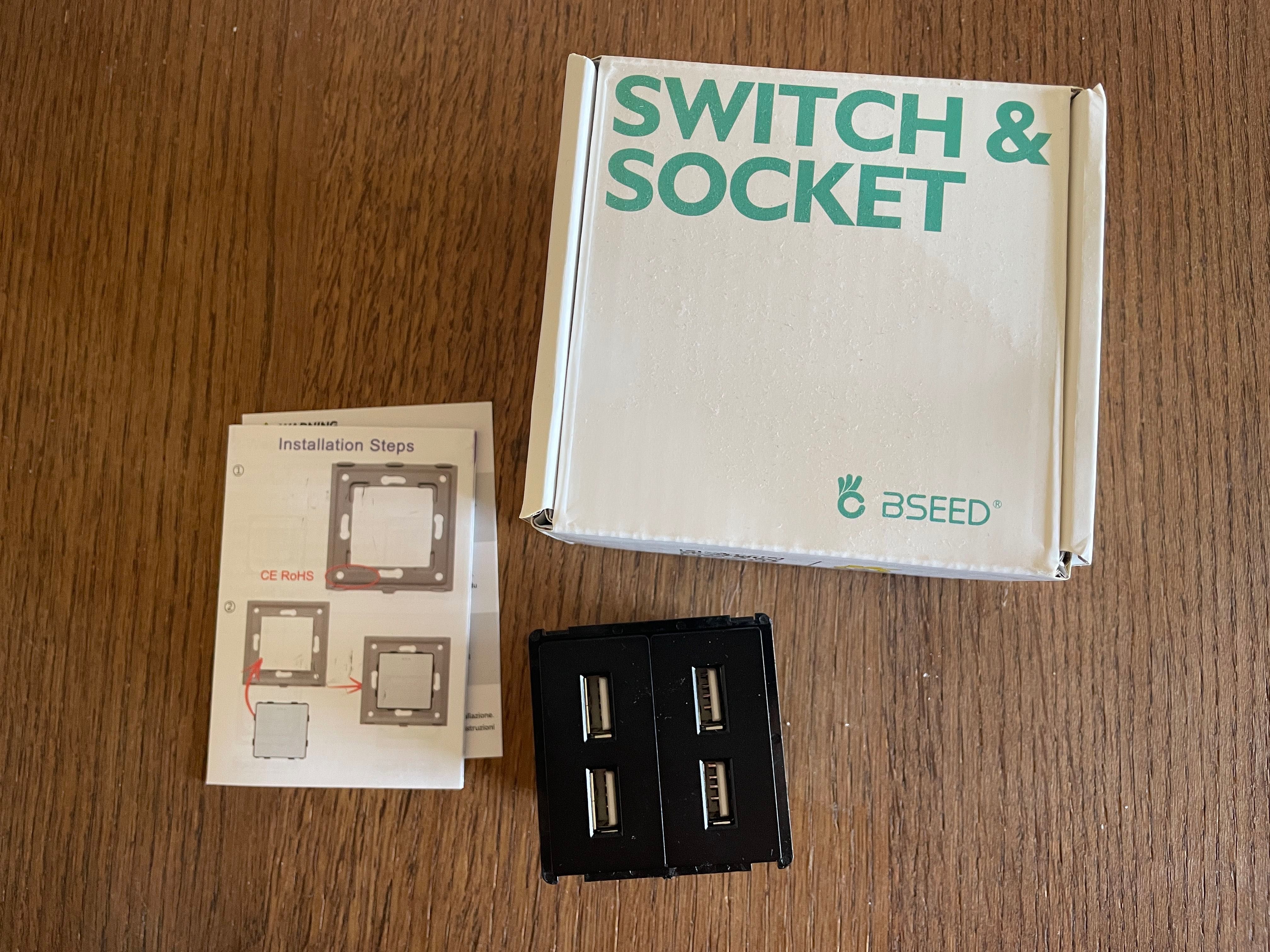 Ładowarki ładowarka gniazdo ścienne czarne BSEED 2x 2xUSB (4x)