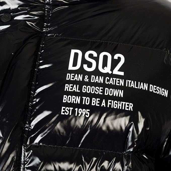 DSQUARED2 luksusowa męska kurtka puchowa z kapturem glossy finish