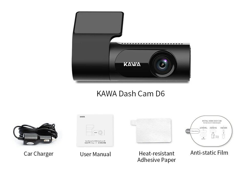 Автомобільний відеореєстратор KAWA D6 + Карта пам'яті Kodak 64 GB
