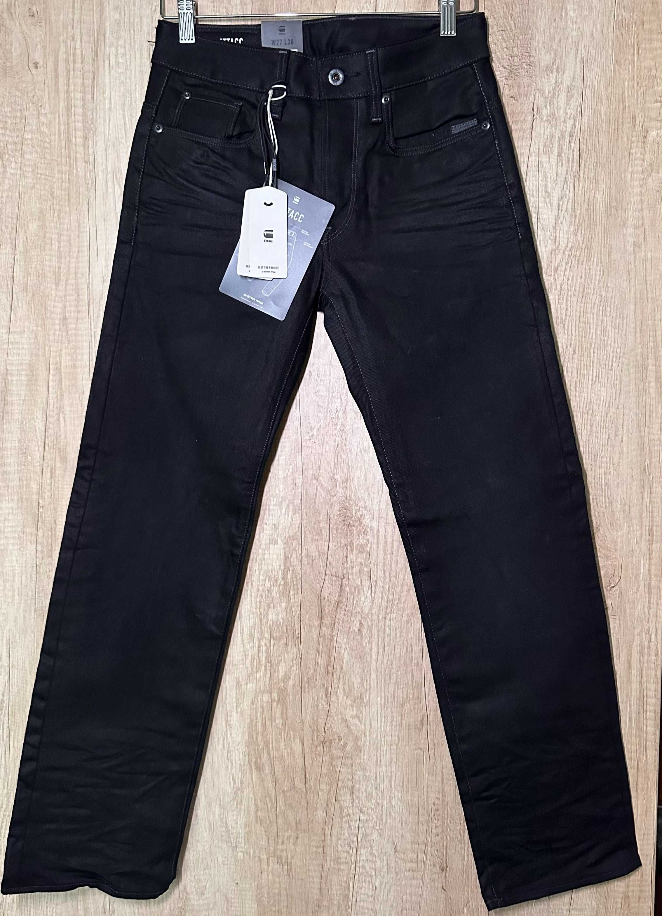G-STAR RAW Attacc - nowe czarne jeansy woskowane W27 L30