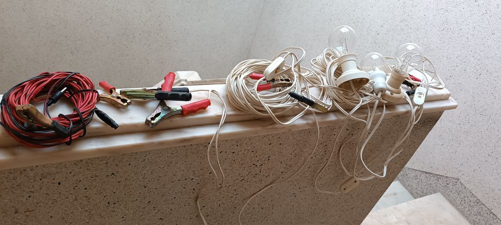 Cabos para bateria com lâmpadas 12 voltos