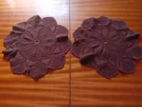 2 szydełkowe serwetki -ciemny czekoladowy brąz -sr,po 34cm