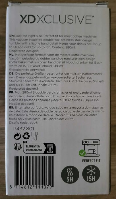 Kubek termiczny XD Xclusive Sierra 280 ml – stal nierdzewna, próżniowy