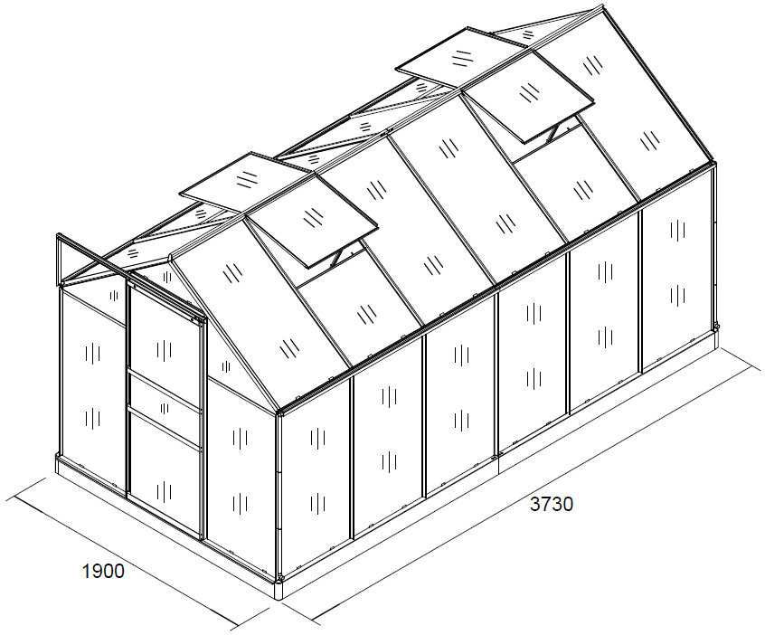 Szklarnia Ogrodowa Poliwęglanowa 380 cm x 190 cm x195 cm - 7,22 m2