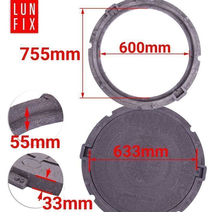 Pokrywa 60cm właz zamykany do studni szamba 600 mm 1,5t A15 grafit