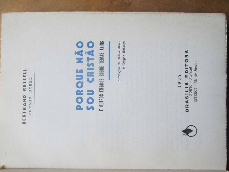 Porque não sou Cristão e Outros Ensaios, de Bertrand Russell