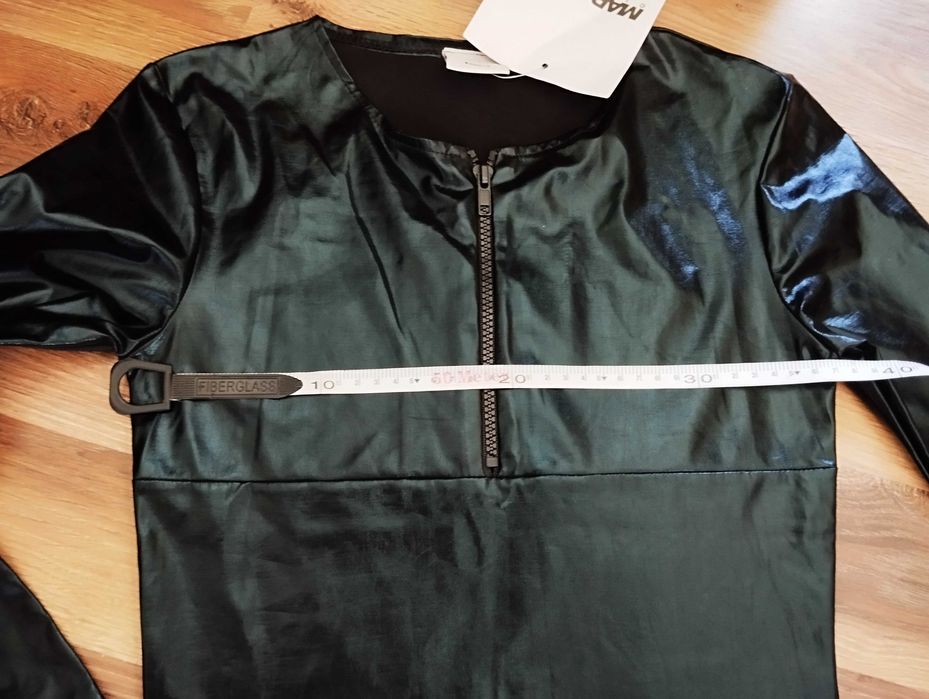 lateksowa sukienka z długim rękawem dopasowana mini goth alternative s