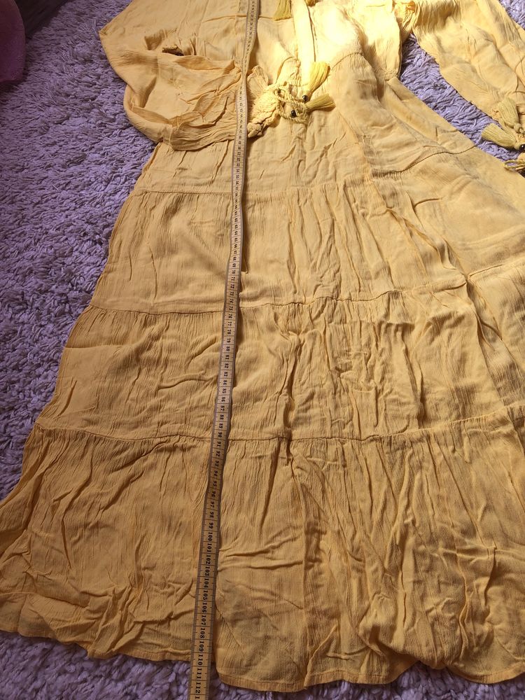 Платье в стиле бохо, желтое, длинное, фирма Marks & Spencer (M&S)