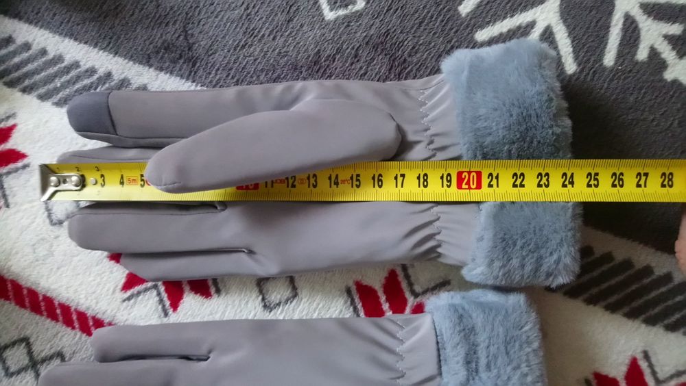 Rękawiczki damskie ocieplane z dotykiem szare eleganckie