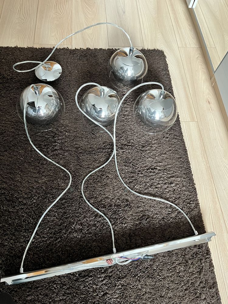 Lampy wiszące szklane zestaw 3+1