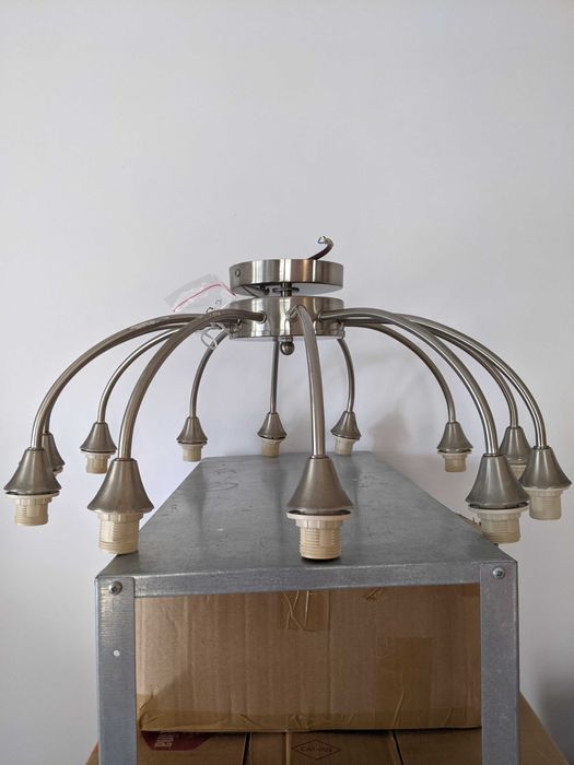 lampa, żyrandol wiszący sufitowy, stal nierdzewna