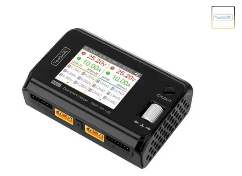 Зарядний пристрій ToolkitRC M6D 500W – двохканальна зарядка для АКБ
