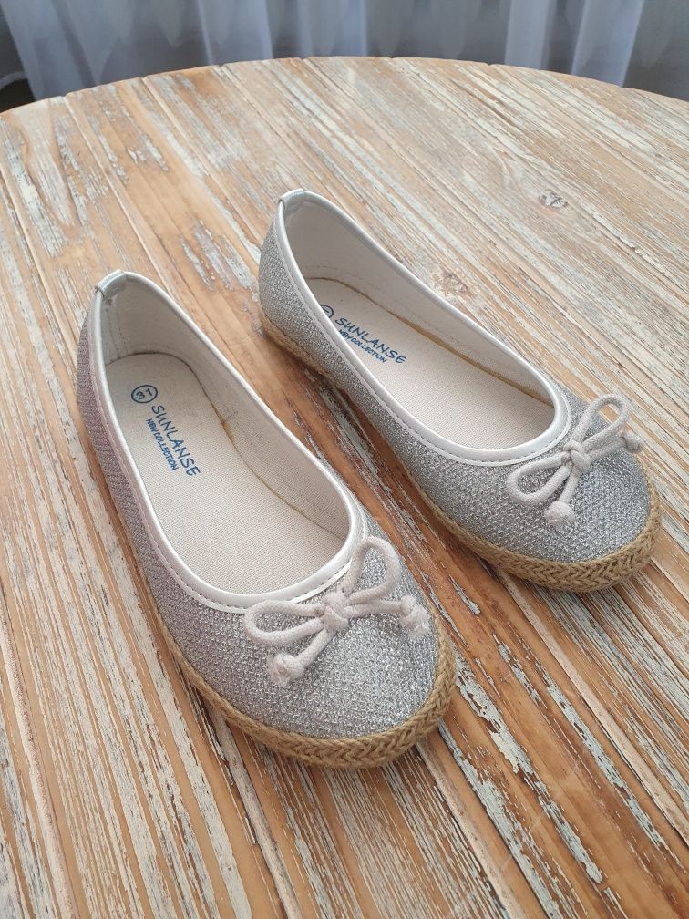 Srebrne baleriny espadryle 31 32