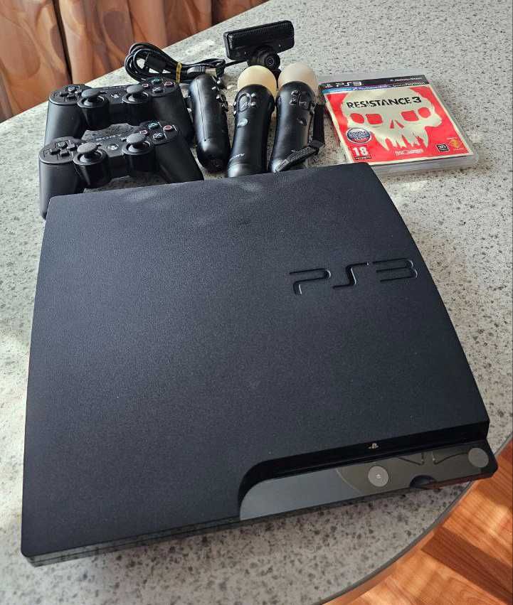 Sony Playstation 3 Slim, 320 Гб, 2 джойстика, PS Move