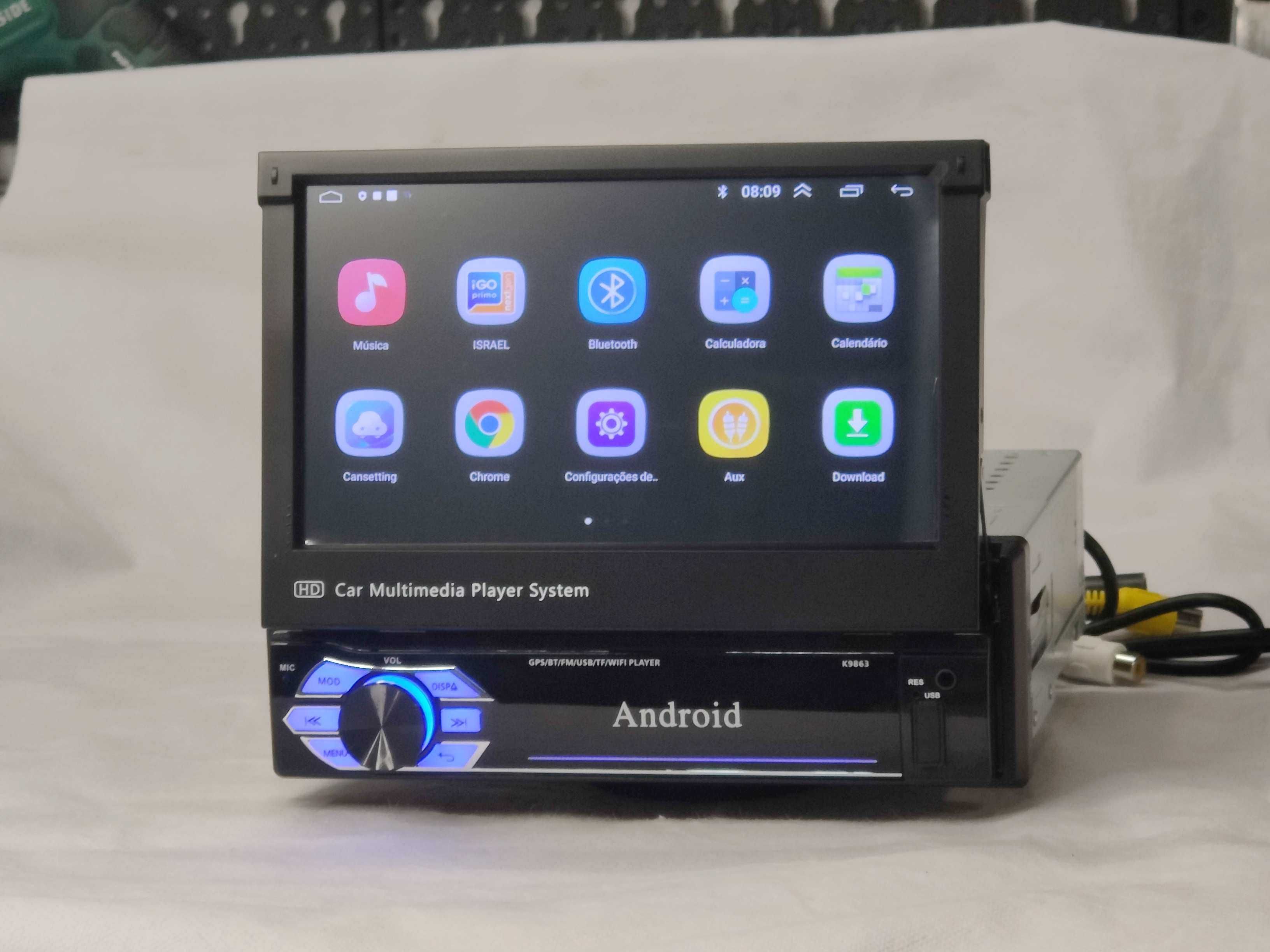 Radio 1 DIN Android 11 Abertura automática - GPS WIFI Bluetooth NOVO